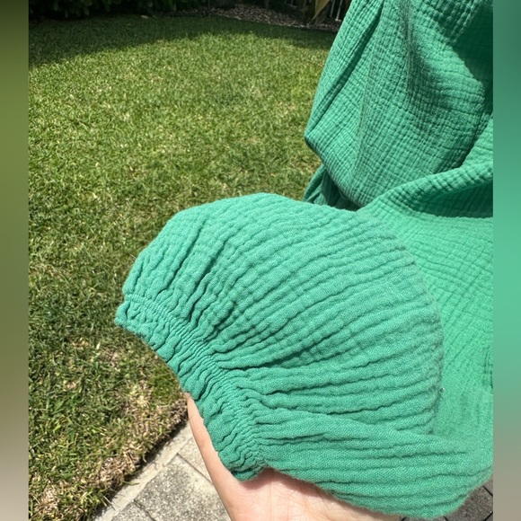 J & L PARIS GREEN COTTON ONE SHOULDER DRESS WITH BELT - Picture 8 of 12